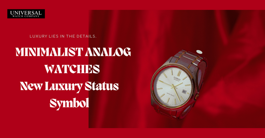 Sleek minimalist analog watch with clean dial on a leather strap, symbolizing modern luxury