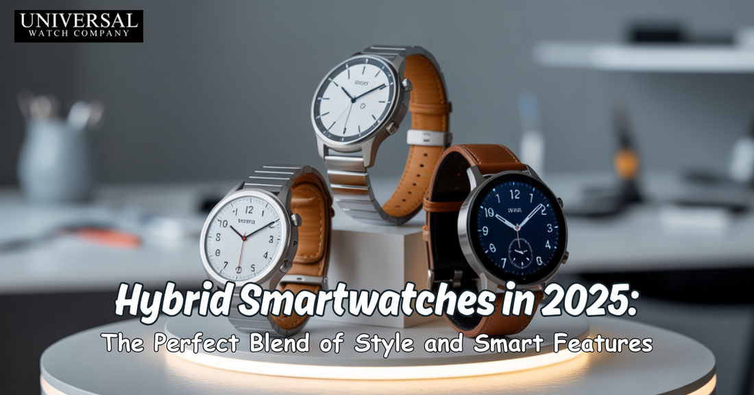 Hybrid smartwatch in 2025 combining analog design with smart features – fitness tracking, notifications, and classic style