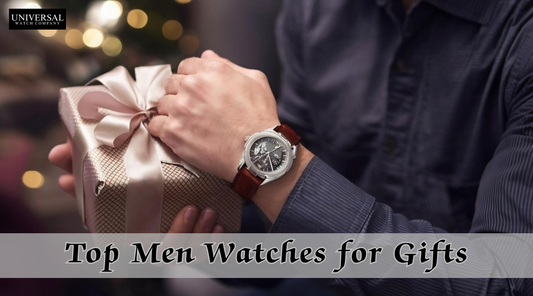 A collection of top men’s watches displayed in a luxury showroom at Lucknow’s oldest watch store, ideal for gifting on special occasions.