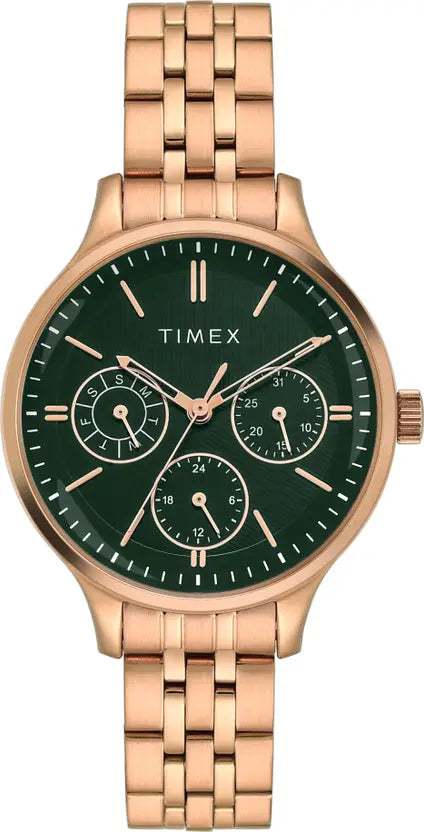TIMEX rendline Green Round Analog Watch - For Women TWEL14836