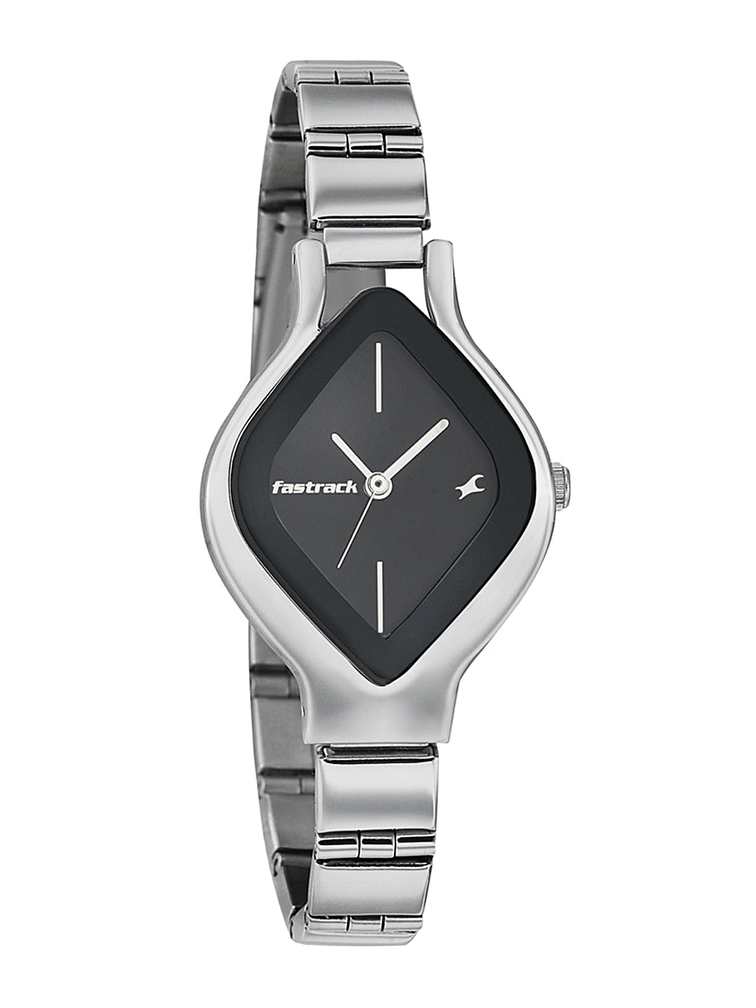 Fastrack 6109SM02 men's analog watch with a clean white dial, silver-tone stainless steel case, and a stylish brown leather strap. A sophisticated and modern timepiece for everyday wear.