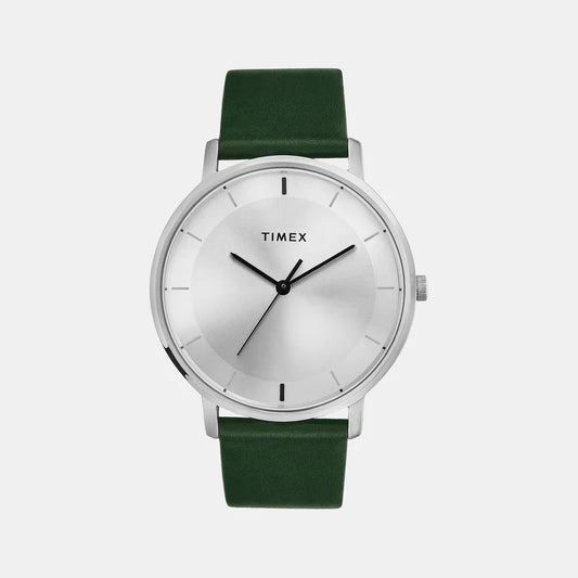 Timex Men Silver Round Analog Brass Dial Watch- TW0TG8013
