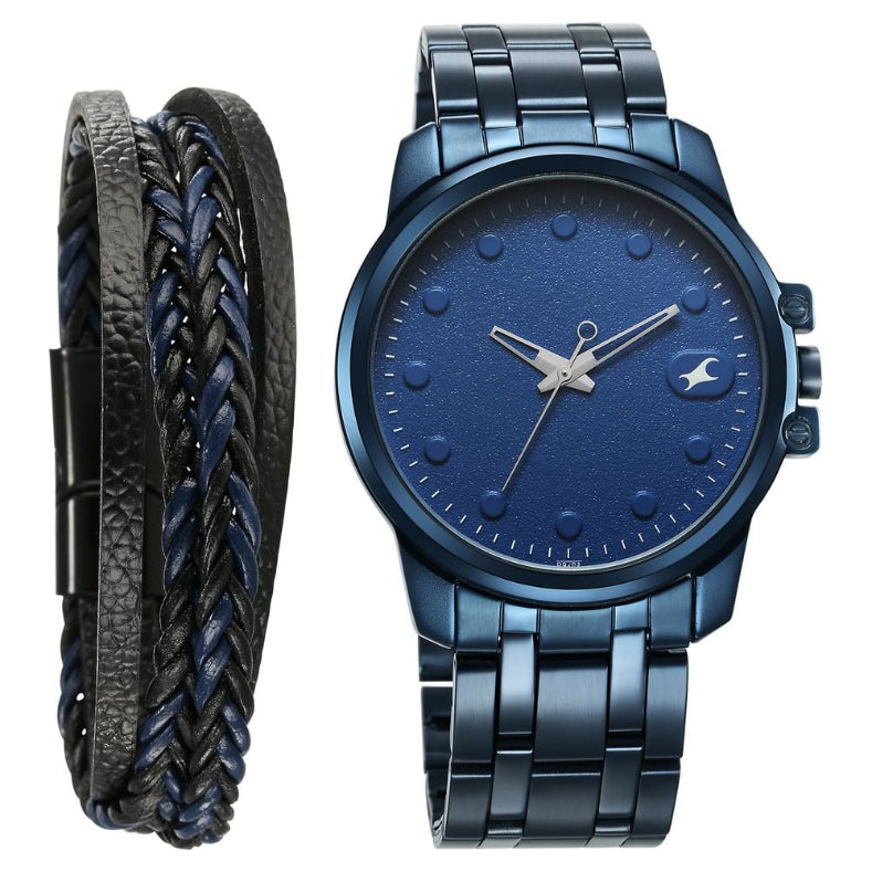 Fastrack 3314QM01F men's analog watch with a sleek black dial, silver-tone stainless steel case, and a stylish silver mesh strap. A modern and sophisticated timepiece for everyday wear.