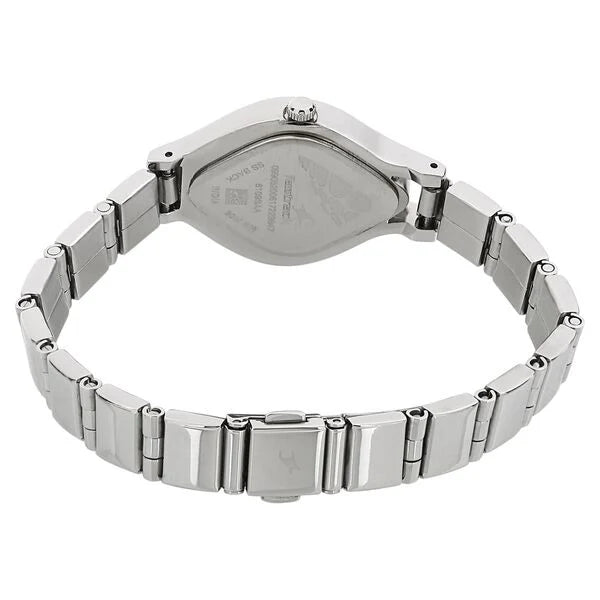 Fastrack 6109SM02 men's analog watch with a clean white dial, silver-tone stainless steel case, and a stylish brown leather strap. A sophisticated and modern timepiece for everyday wear.