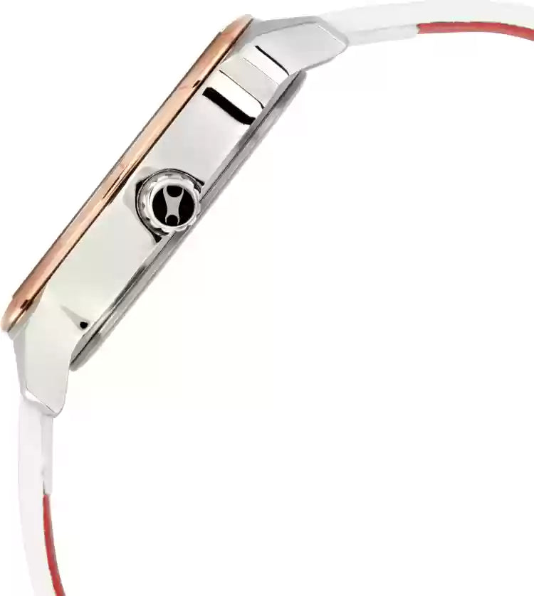 Fastrack 6187KL01 women's analog watch featuring a vibrant pink dial, silver-tone stainless steel case, and a chic pink silicone strap. A fun and stylish timepiece for a bold look.