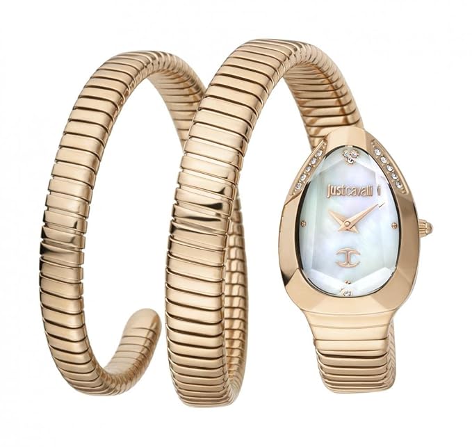 Just Cavalli Analogue Women Wrist Rose Gold Watches Stone Studded Silver Dial Bracelet Watch for Girls/Ladies - JC1L209M0055