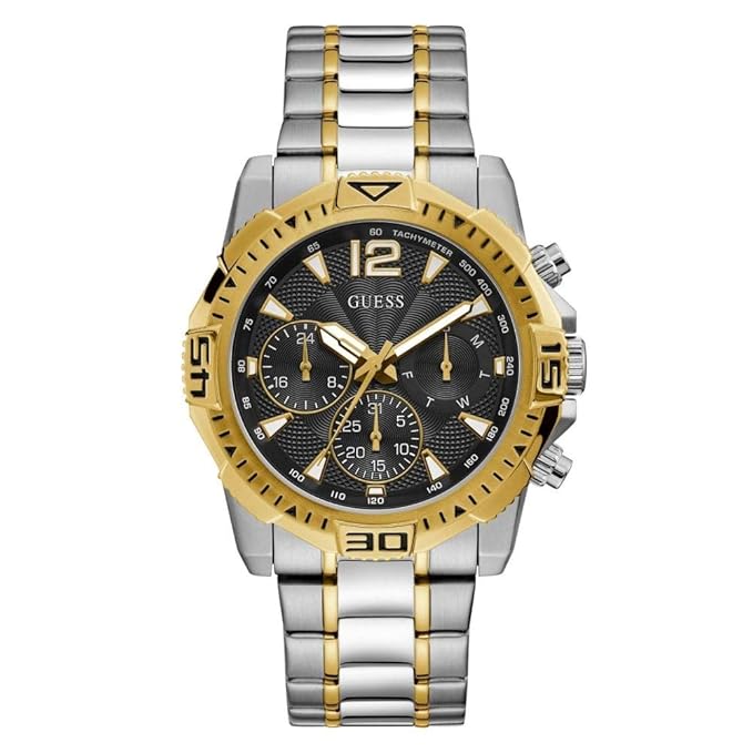 GUESS Men's Analog Watch with Stainless Steel Strap, Silver, 24 (Model: GW0056G4)