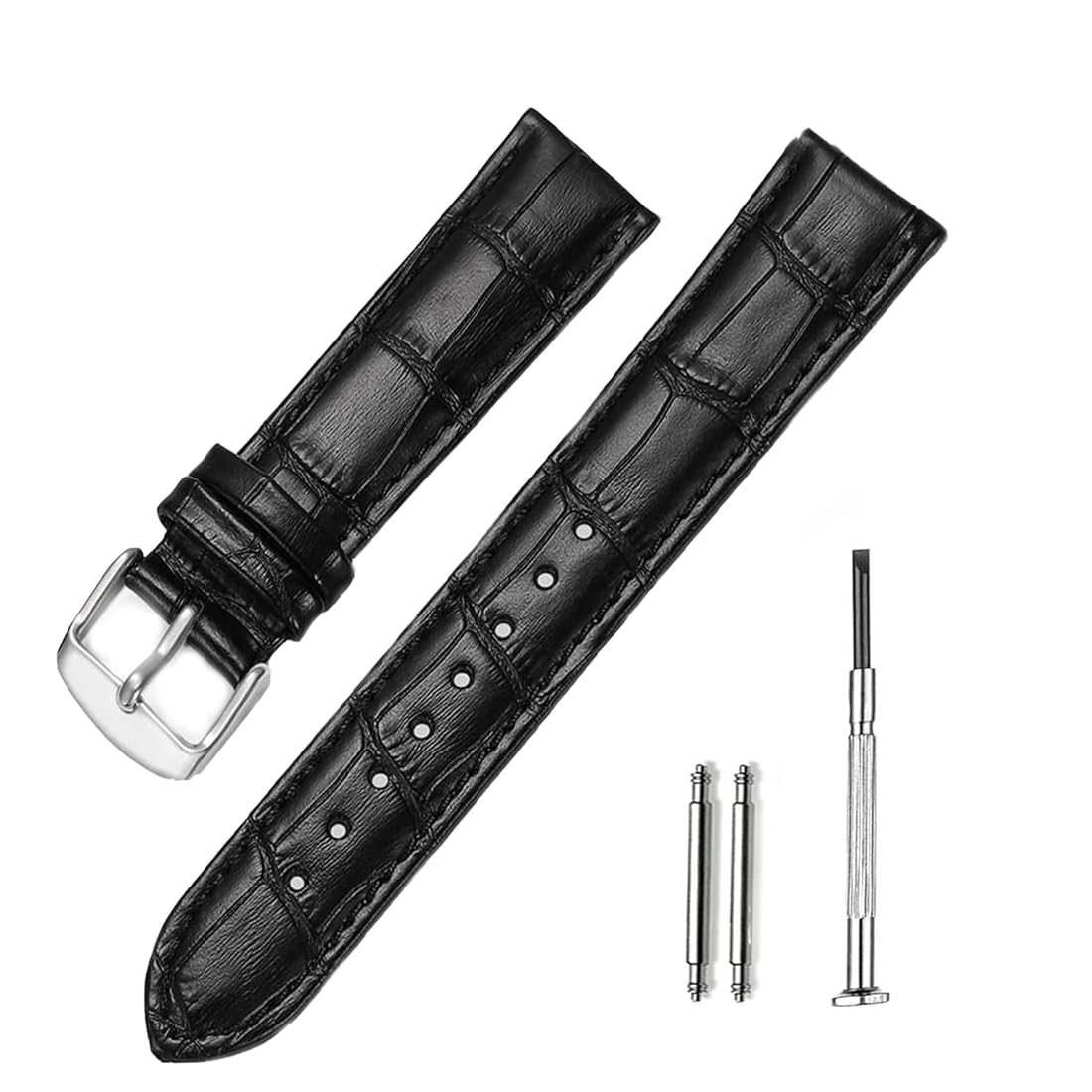 BLACK LEATHER STRAPS 20MM