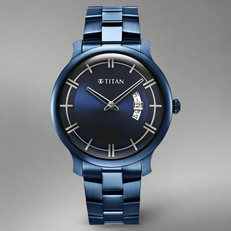 A stunning Titan women's watch featuring a rose gold-tone stainless steel strap, a sophisticated mother-of-pearl dial, and an elegant analog design, perfect for adding a touch of luxury to any outfit.
