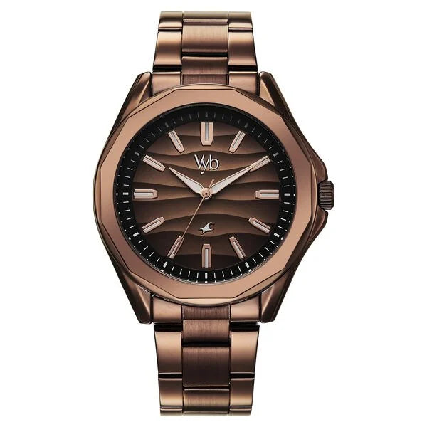 FV30038QM01W Vyb Drift By Fastrack Quartz Analog Brown Dial Brown Stainless Steel Strap Watch For Guys