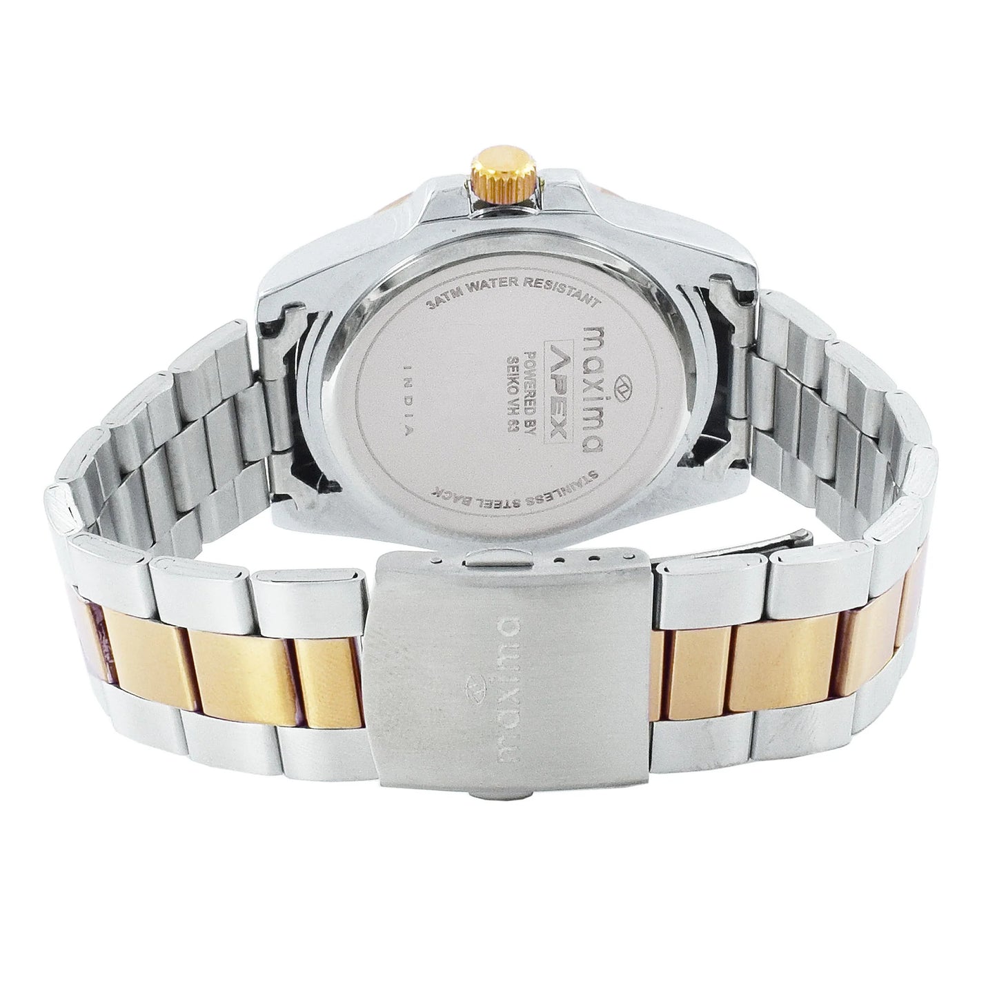 Stylish multifunction analog watch for men featuring Japanese movement, 30M water resistance, and premium bimetal design.