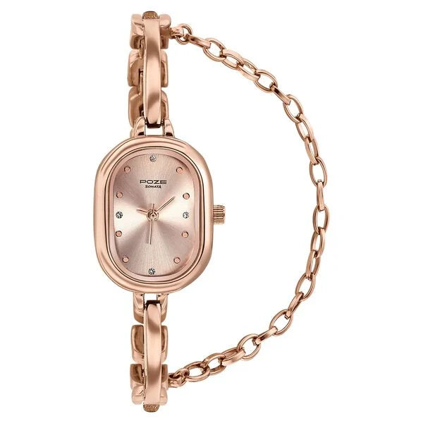 SP80176WM01W Poze By Sonata Quartz Analog Pink Dial Rose Gold Metal Strap Watch For Women