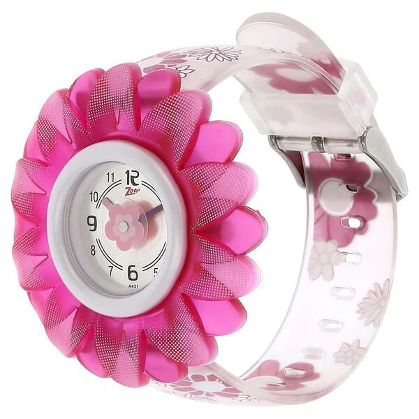 Side profile of Zoop kids' watch highlighting the titan zoop watch time set and durable plastic strap.