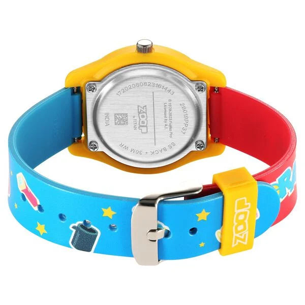 Fun and colorful Titan Zoop wrist watch for kids with Doraemon dial – model 26019PP37W