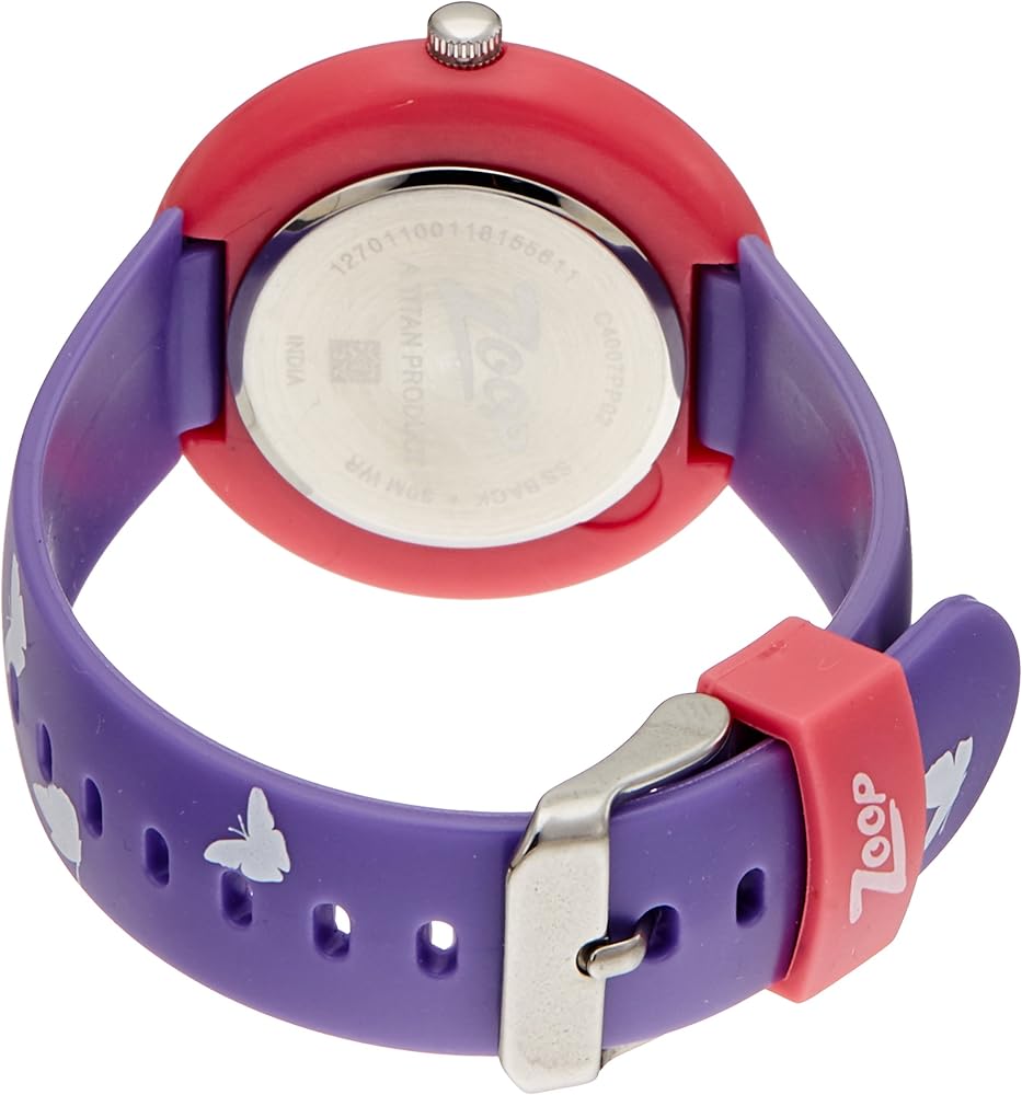 Titan Zoop wrist watch NSC4007PP02 with a colorful dial and pink strap designed for girls and kids.