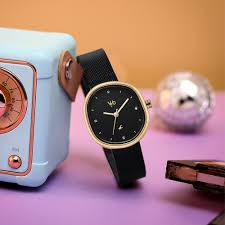 FASTRACK FV60087KM01 Vyb Muse By Fastrack Quartz Analog Black Dial Black Stainless Steel Strap Watch For Girls