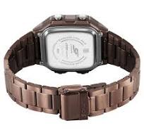 77134PM05 Sonata Hexa Digital Black Dial Brown Color Stainless Steel Strap Watch For Unisex