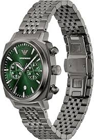 Men Quartz Green Dial Chronograph Stainless Steel Watch AR11689