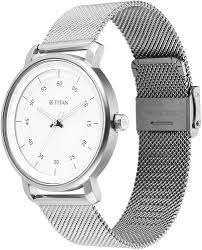 NT1884SM01 Titan Workwear Quartz Analog Silver Dial Stainless Steel Strap Watch for Men