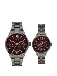Timex Unisex Burgundy Round Dial Analog Pair Watches - TW00PR314