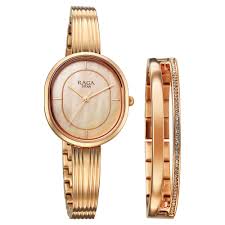 2776WM01F Titan Raga Contempore Quartz Analog Rose Gold Mother Of Pearl Dial Metal Strap Watch For Women