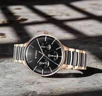 TITAN NT90148KD03 Titan Ceramic Fusion Quartz Multifunction Black Dial Rose Gold Dual-Toned Stainless Steel Bracelet Watch for Men