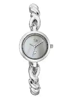 FV60099SM01W Vyb Siren By Fastrack Quartz Analog White Mother of Pearl Dial Silver Stainless Steel Strap Watch For Girls