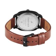 Fastrack Hype All Black Quartz Analog Black Dial With Brown Leather Strap Watch For Unisex
