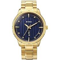 TITAN NT1875YM02 Titan Regalia Opulent Blue Dial Analog with Day and Date Metal Strap watch for Men
