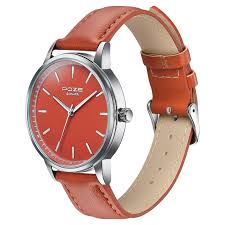 Sonata Poze 7 Analog Orange Dial Orange Leather Strap Watch for Men - SP70097SL01W