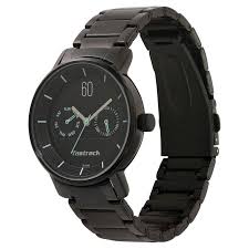 Side View Of Fastrack Go Skate 3298NM01 Analog Watch with Day and Date, Black Dial, Stainless Steel Strap for Girls.