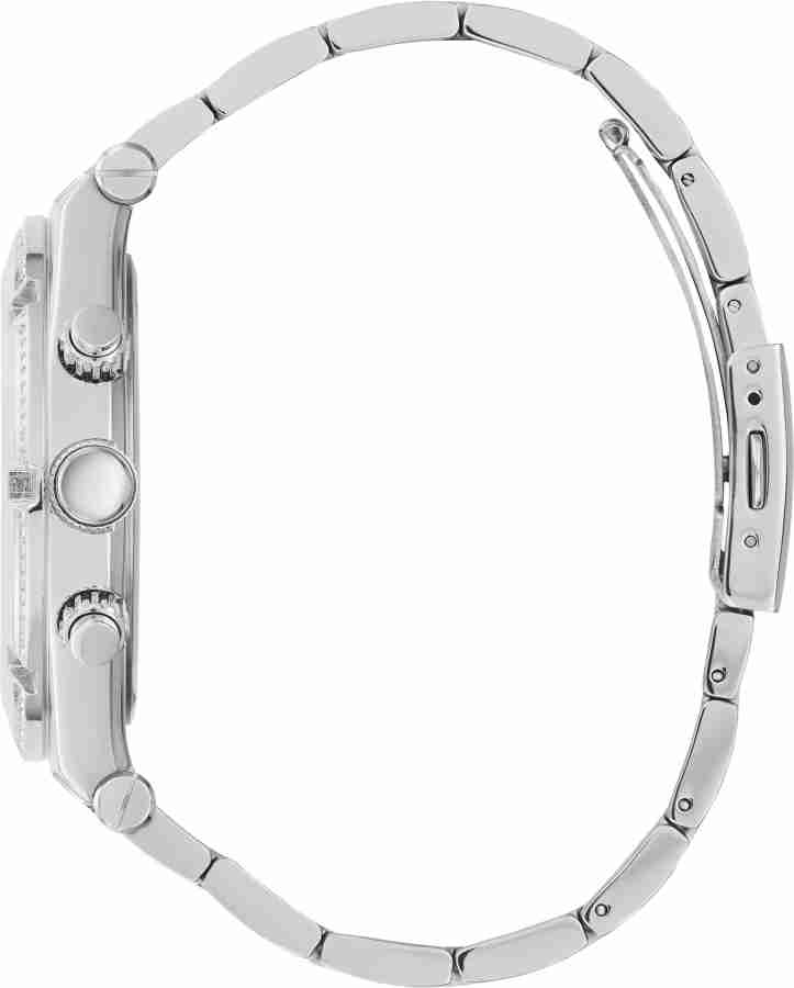 Side View Of GUESS GW0261G1 Multi-function Silver Dial Analog Watch for Men with Stainless Steel Strap