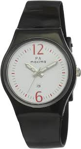 Maxima 03350PPGW Men’s Analog Watch with White Dial and Black Rubber Strap
