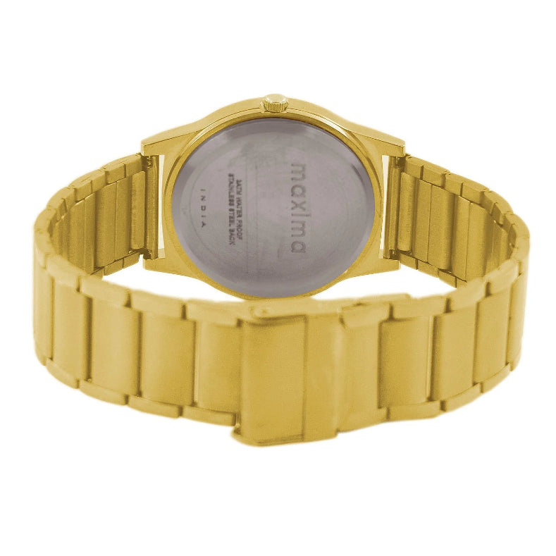 Back View Of Maxima 34757CMGY Analog Gold Dial Watch for Men with Stainless Steel Strap