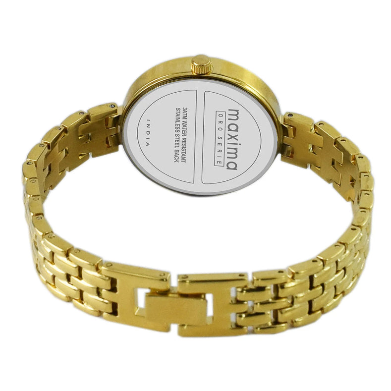 Back View Of Maxima 60520BMLY Analog Gold Watch for Women with Silver Dial