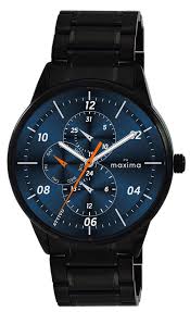 Maxima 68270CMGB Attivo Multifunction Quartz Analog Dark Blue Dial Stainless Steel Strap Watch for Men.