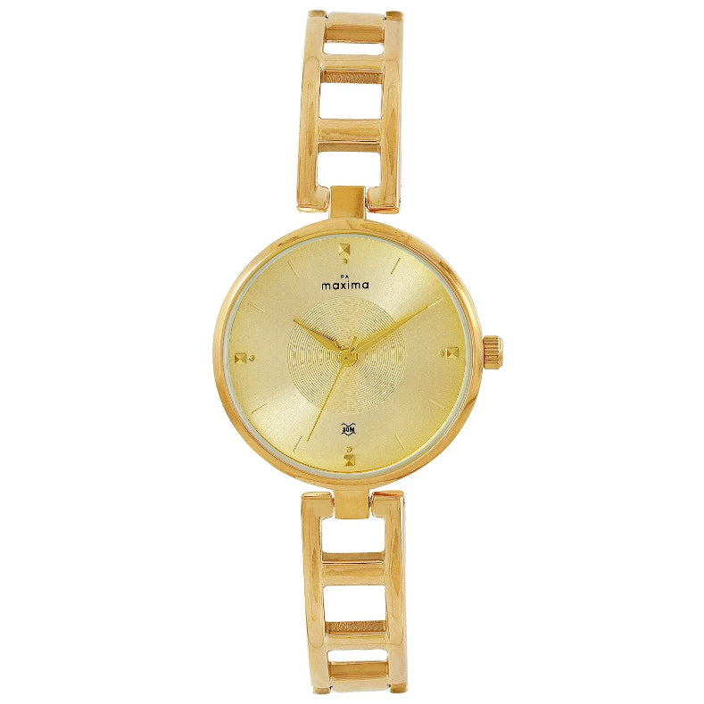 Maxima 69010BMLY Gold Analog Watch for Women with Brass Strap