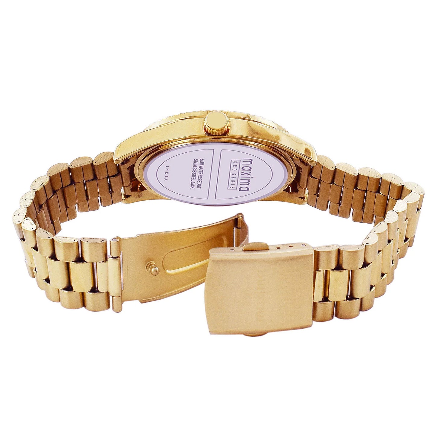 Back View Of Maxima 69102CMGY Apex Collection Analog Watch for Men with Stainless Steel Strap and Water Resistance.