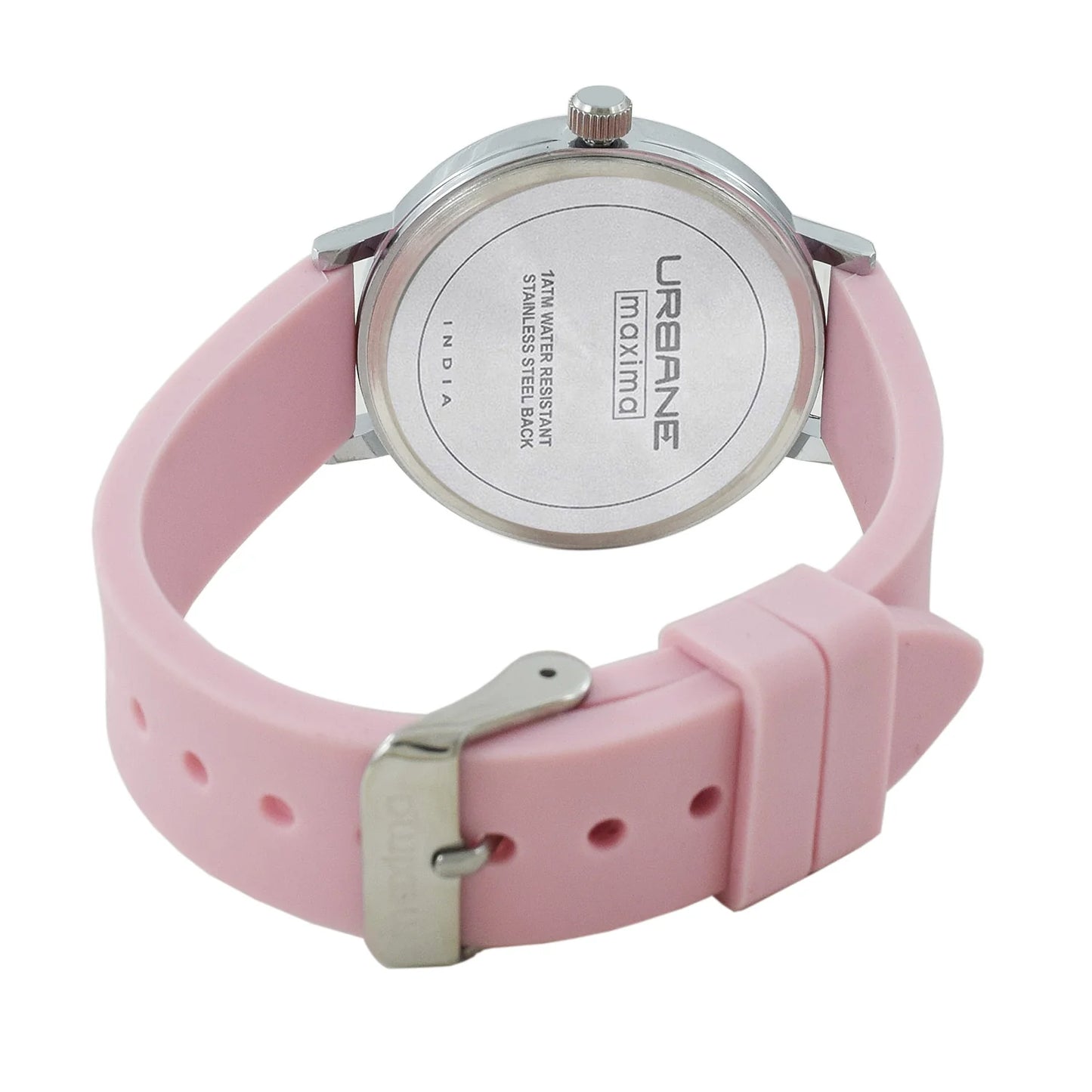 Back View Of Maxima 70090PMLI Urbane Pink Dial Silicone Strap Analog Watch for Women