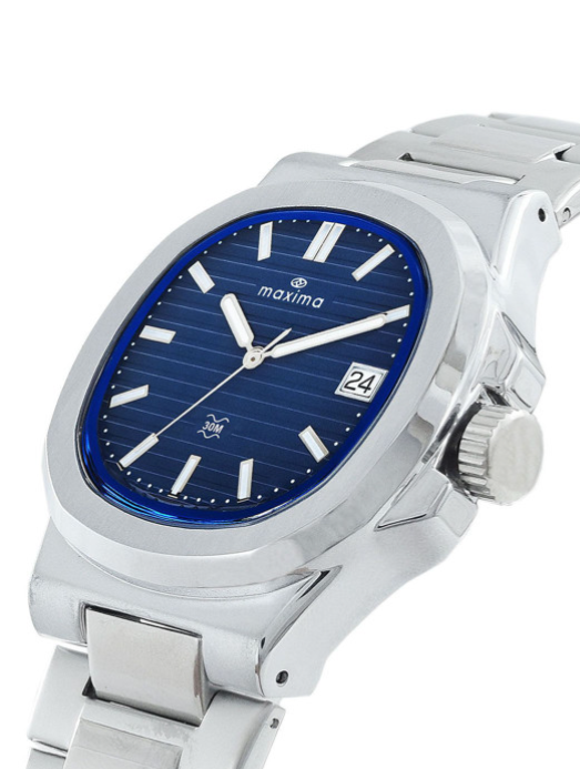 Maxima 70861CMGI Blue Dial Stainless Steel Analog Watch for Men