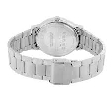Back View Of Maxima Urbane Analog Watch for Men 69373CMGI with brown dial and silver strap, showcasing a sophisticated and casual style.