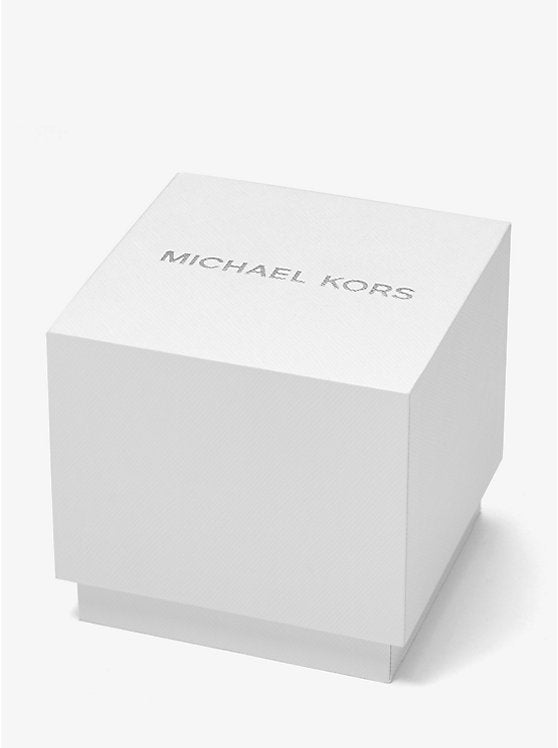 Box View Of Michael Kors MK6660 Women's Parker Rose Gold-Tone Watch with Sparkling Pavé Stones.