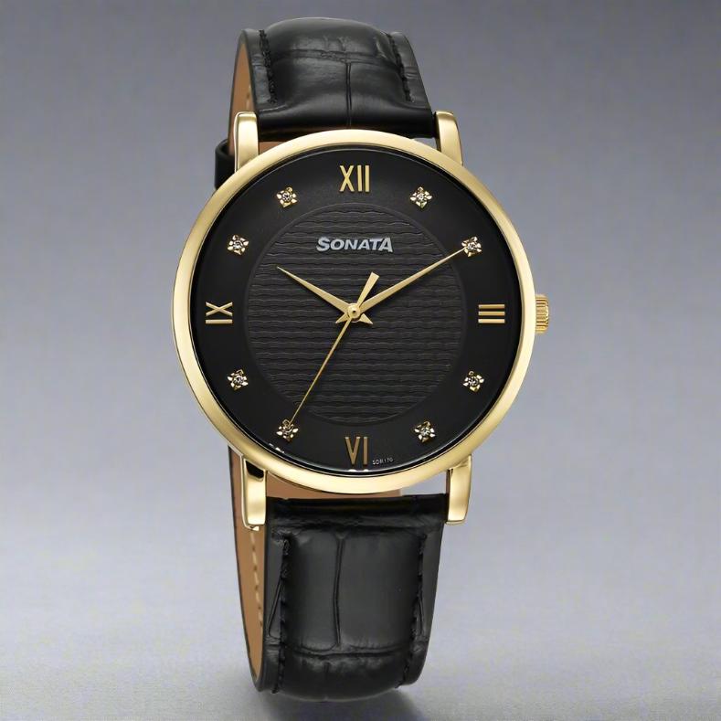 Black Watch Sonata 7953nm02 Men's Watch SONATA Sonata Utsav