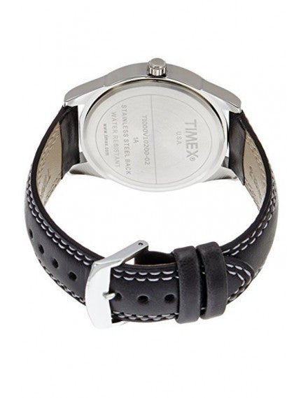 Back View Of TIMEX T1000V10200 Black Analog Watch for Men with Black Dial, Black Fabric Strap, and Modern Aesthetic