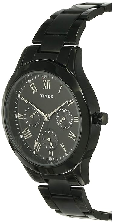 Side View Of Timex TW000Q809 Black Dial Multifunction Metal Strap Women’s Watch – Fashion Collection