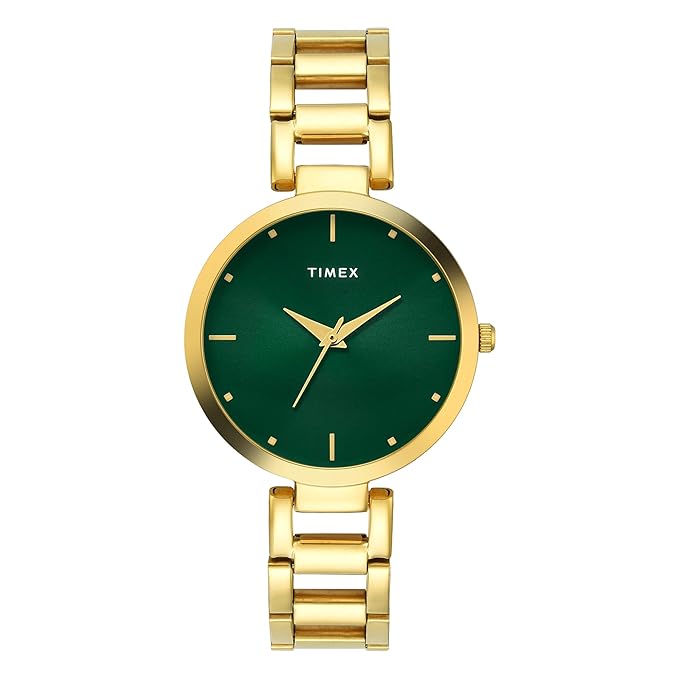 Timex TW000X275 Women’s Green Dial Gold Stainless Steel Analog Watch