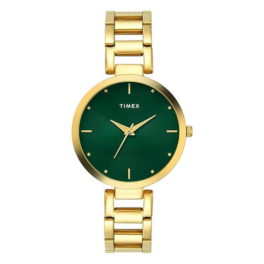 Timex TW000X275 Women’s Green Dial Gold Stainless Steel Analog Watch