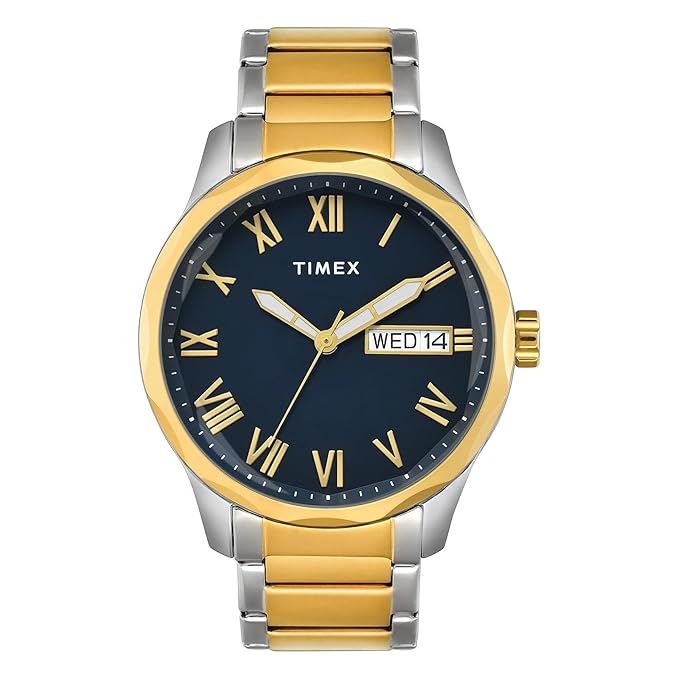 Timex TW0TG7642 Round Blue Dial Analog Men's Watch with Stainless Steel Strap