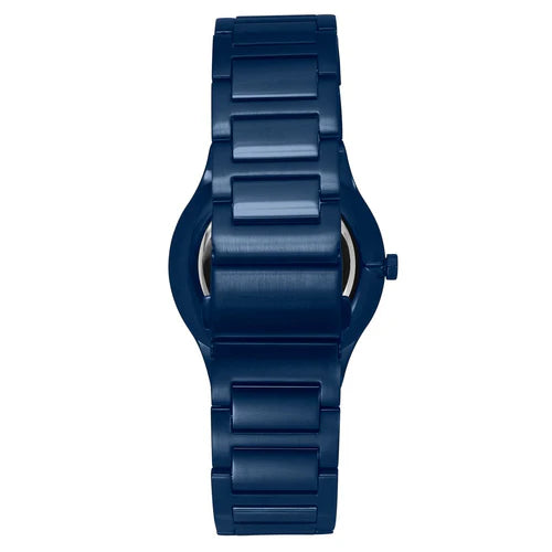 Back View Of Timex TWEG23602 Men's Analog Watch with Blue Dial, Date Function, and Stainless Steel Strap