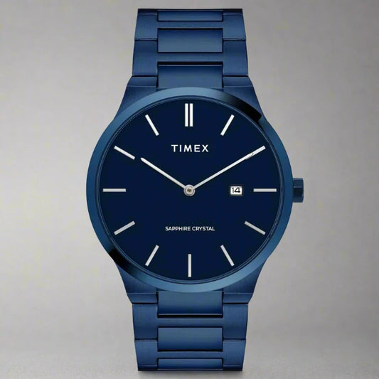 Timex TWEG23602 Men's Analog Watch with Blue Dial, Date Function, and Stainless Steel Strap